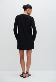 Deep V Mini Dress - Black - Matteau